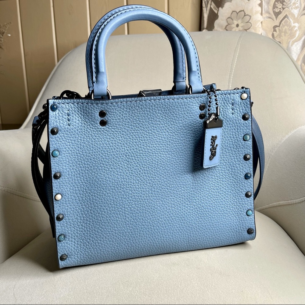 New! Coach 1941 Rogue 25 Rivets Blue & Pewter - Picture 1 of 8